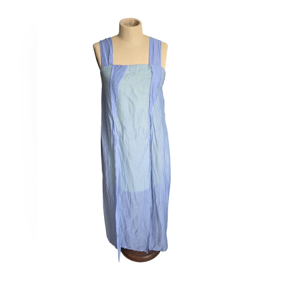 Anthropologie Lavender And Lime Square Neck Slit Dress - Picture 3 of 11